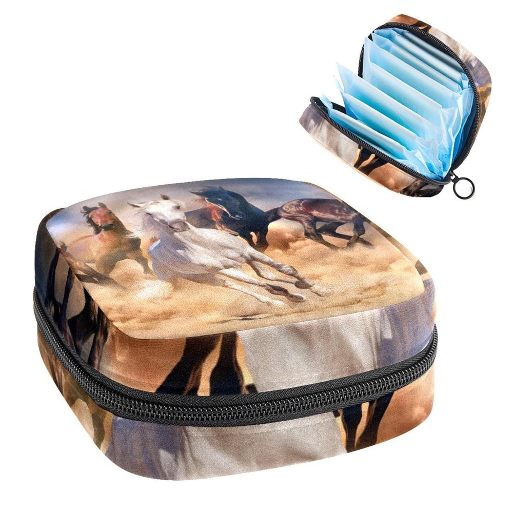 3D Horse Riding,Period Pouch Portable,Tampon Storage Bag,Tampon Holder for Purse Feminine Product Organizer