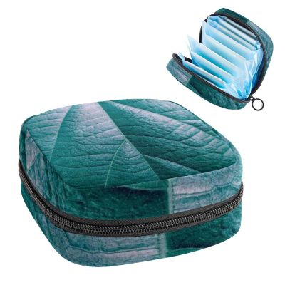 Abstract Leaves Plant,Period Pouch Portable,Tampon Storage Bag,Tampon Holder for Purse Feminine Product Organizer