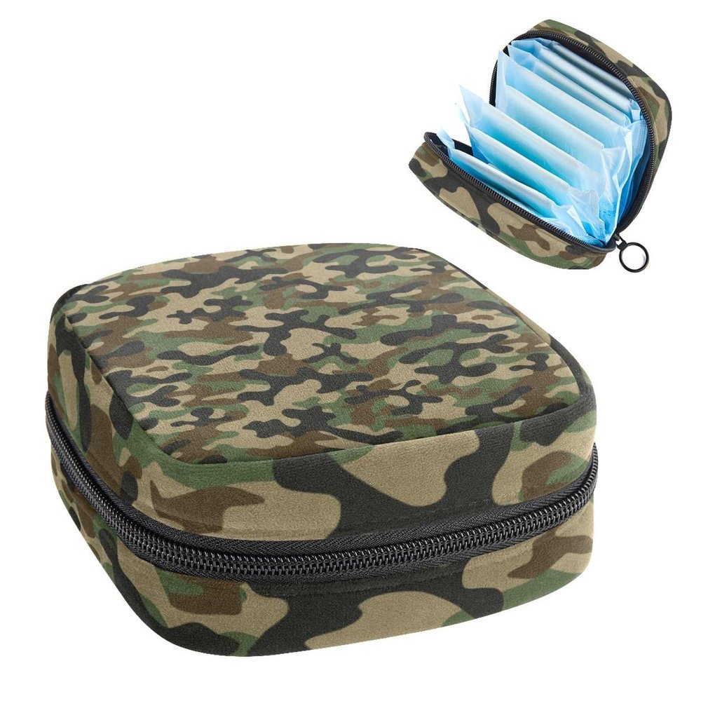 Camo Green,Period Pouch Portable,Tampon Storage Bag,Tampon Holder for Purse Feminine Product Organizer