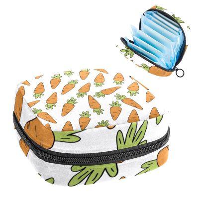 Period Pouch Portable Tampon Storage Bag,Tampon Holder for Purse Feminine Product Organizer,Carrot