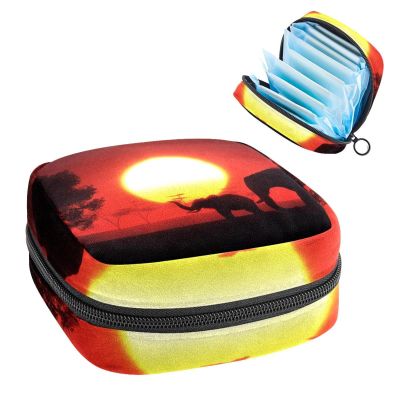 3D Landscape of Africa,Period Pouch Portable,Tampon Storage Bag,Tampon Holder for Purse Feminine Product Organizer