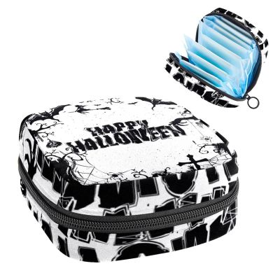Sanitary Napkin Storage Bag,Portable Sanitary Napkin Storage Pouch,HalloweenTombstoneScary