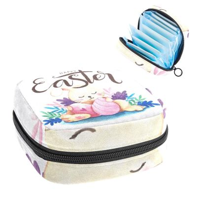 Period Pouch Portable Tampon Storage Bag,Tampon Holder for Purse Feminine Product Organizer,Happy Easter Bunny
