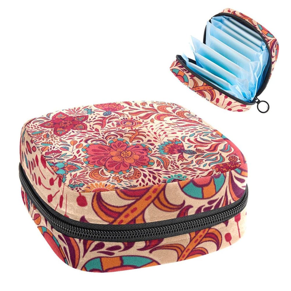 AbstractFlower,Period Pouch Portable,Tampon Storage Bag,Tampon Holder for Purse Feminine Product Organizer