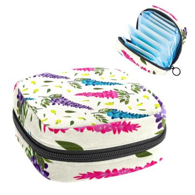 Colorful Watercolor Wisteria Flowers,Period Pouch Portable,Tampon Storage Bag,Tampon Holder for Purse Feminine Product Organizer