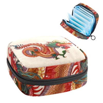 Period Pouch Portable Tampon Storage Bag,Tampon Holder for Purse Feminine Product Organizer,Chinese New-Year Dragon
