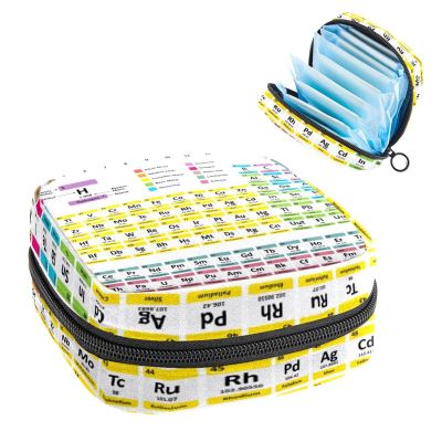 Sanitary Napkin Storage Bag,Portable Sanitary Napkin Storage Pouch,Periodic Table White