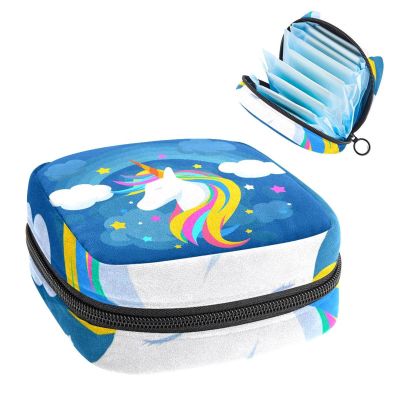 Period Pouch Portable Tampon Storage Bag,Tampon Holder for Purse Feminine Product Organizer,Cute Unicorns
