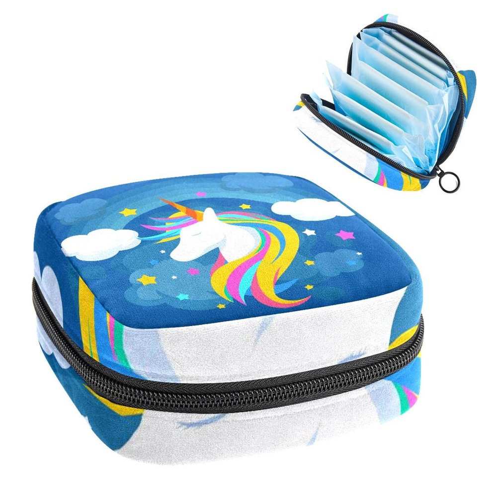 Period Pouch Portable Tampon Storage Bag,Tampon Holder for Purse Feminine Product Organizer,Cute Unicorns