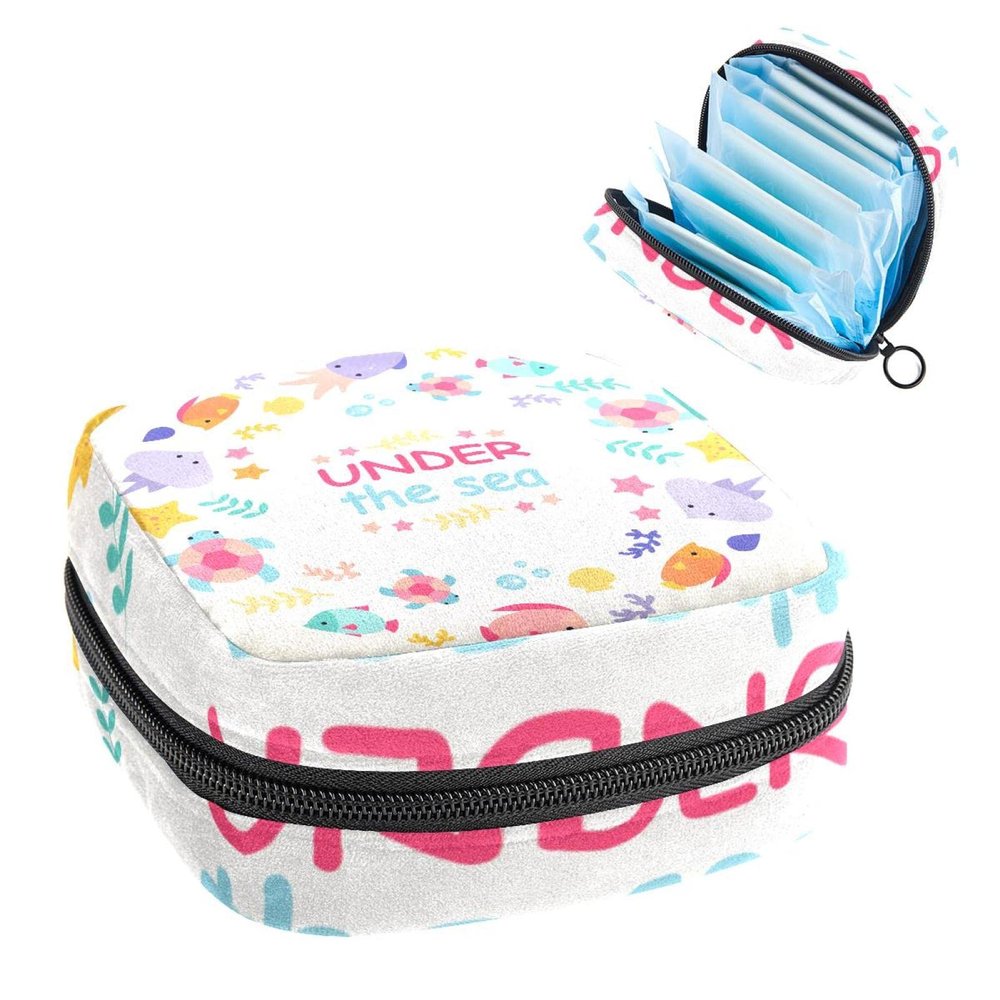 Under The Sea Sea Creatures Collection-01,Period Pouch Portable,Tampon Storage Bag,Tampon Holder for Purse Feminine Product Organizer