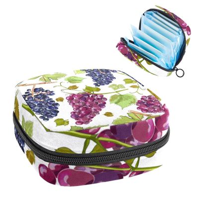 Sanitary Napkin Storage Bag,Portable Sanitary Napkin Storage Pouch,Grape Fruit