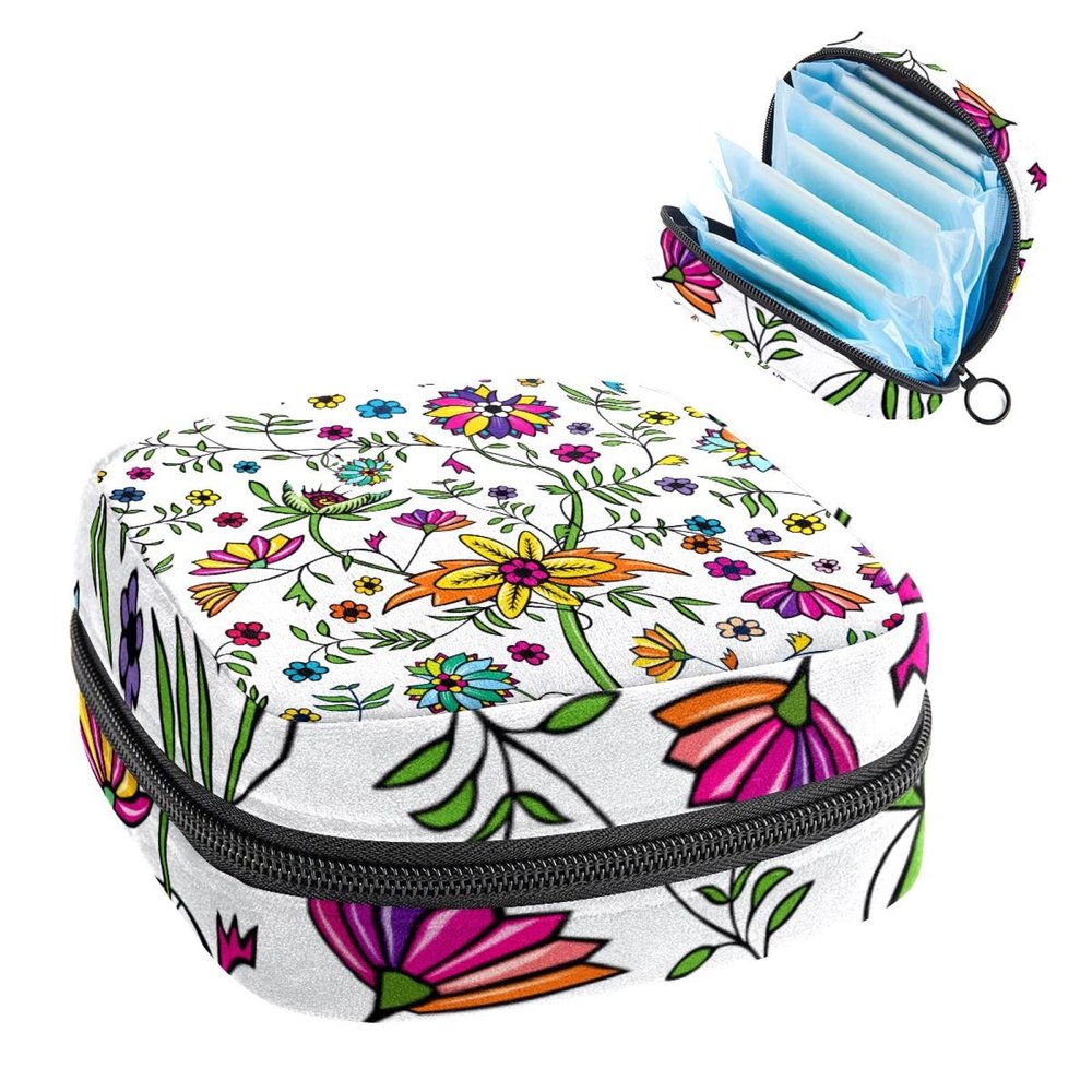 Art Flowers Leaves,Period Pouch Portable,Tampon Storage Bag,Tampon Holder for Purse Feminine Product Organizer