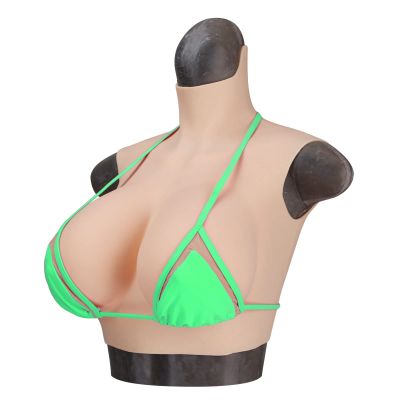 CRODRES Silicone Filled Breastplate A-G Cup Realistic Mastectomy Breast Forms Fake Boobs for Transgender Drag Queen Cosplay,Brown,E Cup