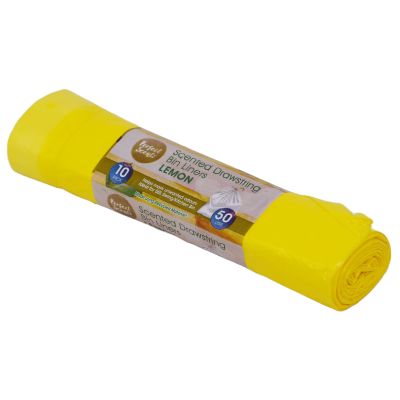 24 Rolls of Perfect Scents 50L Litre Scented Drawstring Bin Liners (10 Pack) (Lemon)