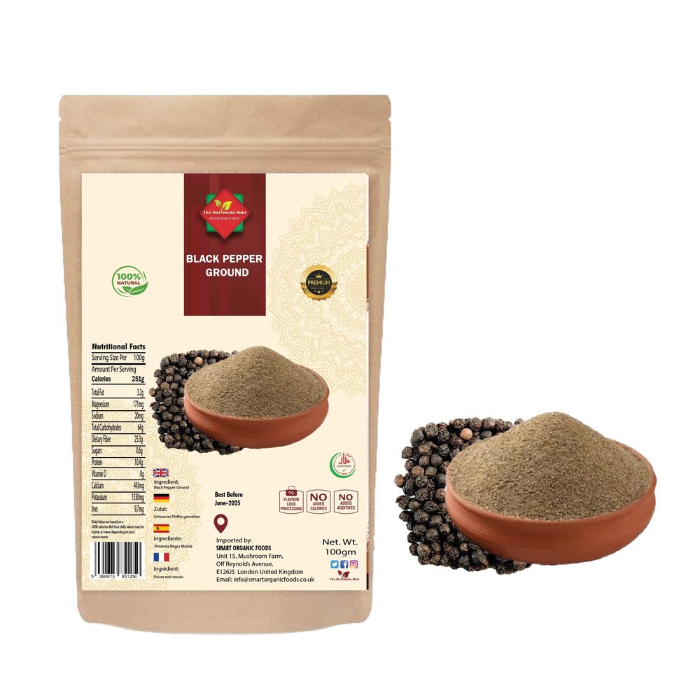 Black Pepper Ground (100g/3.52oz) | Black Pepper Powder | Ground Piper Nigrum | Kaalee Mirc Ground | Kali Mari Powder| Kaali Mirch | Kali Mirch Powder | Premium Quality | Authentic