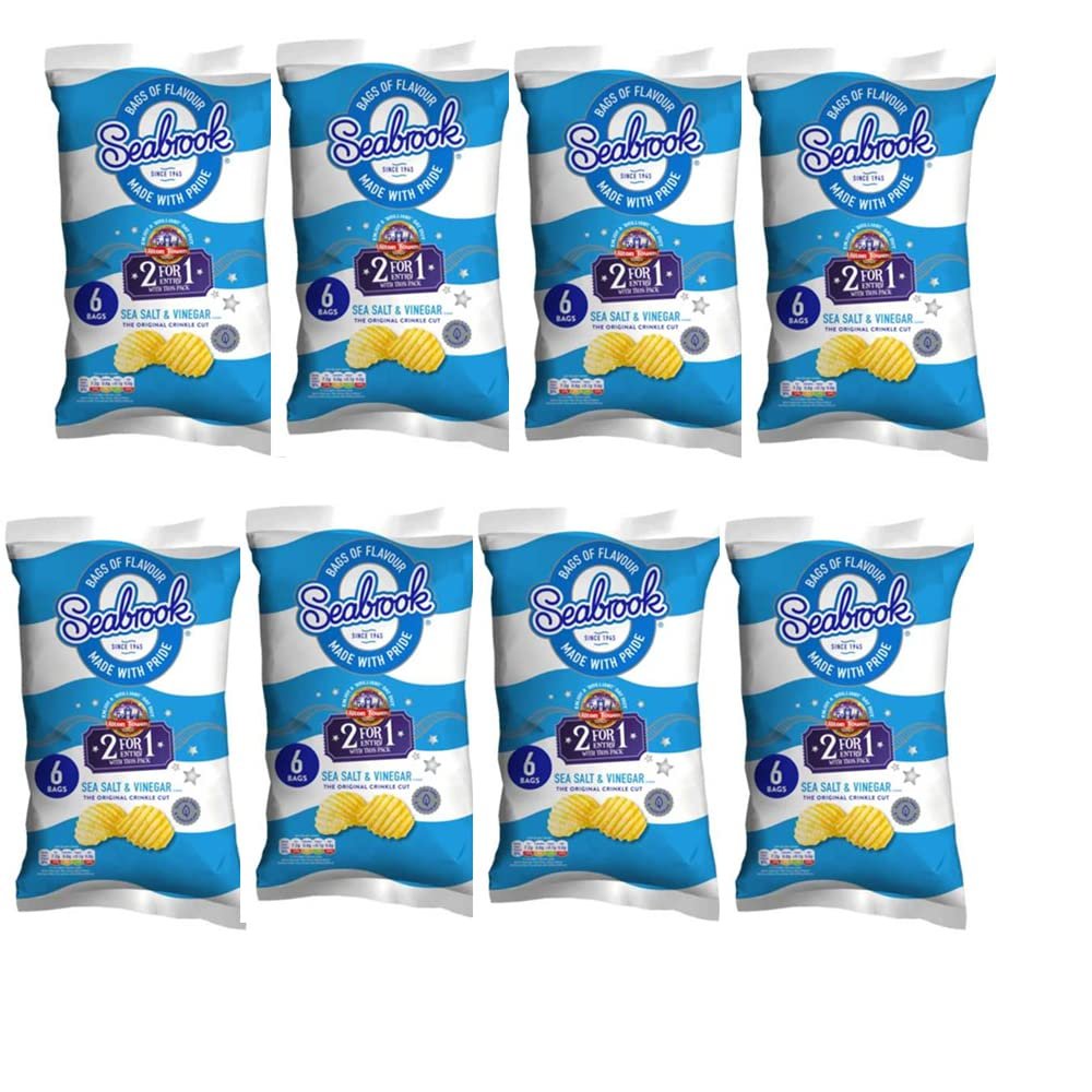 Various Flavor Crisps Chips 6 Pack x 25g (Salt & Vinegar, 08 Packs(48 mini bags))
