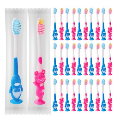 100 pcs Toddler Toothbrush Kids Manual Toothbrush Individually Wrapped Toothbrushes,Kids Toothbrush for Age 2+ Children Toothbrush Set Soft Bristles Boys Girls Toothbrush with Suction Cup