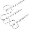 Wishbeauty Professional Small Ear Nose Hair Scissors, Curved and Safety Rounded Tip Grooming Trimming Beauty Shears for Nail, Toenail, Facial, Mustache, Eyebrows, and Eyelashes (Silver 3pcs Set) view 1