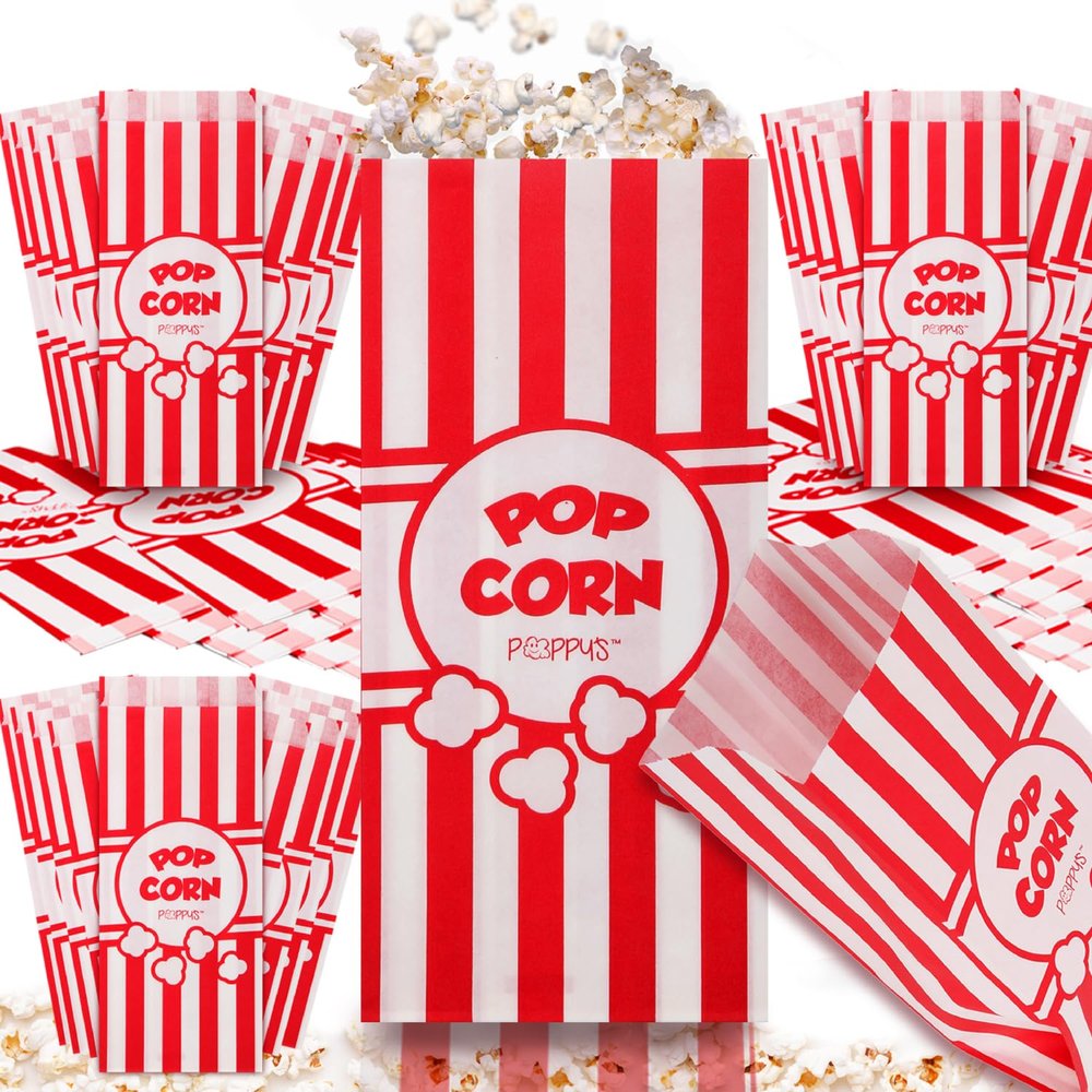 Grehge corn Bags - 40 Pcs 1oz Concession-Grade Bags, Popcorn Machine Accessories for Popcorn Bars, Movie Nights, Concessions