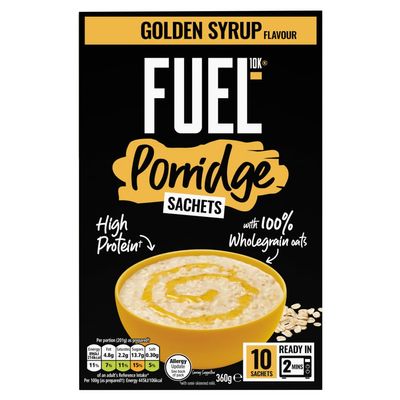 FUEL10K Golden Syrup Protein Porridge Sachets, 36 g (10 Sachets)