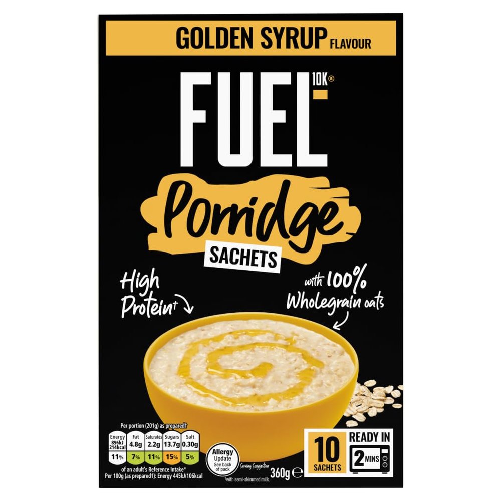 FUEL10K Golden Syrup Protein Porridge Sachets, 36 g (10 Sachets)