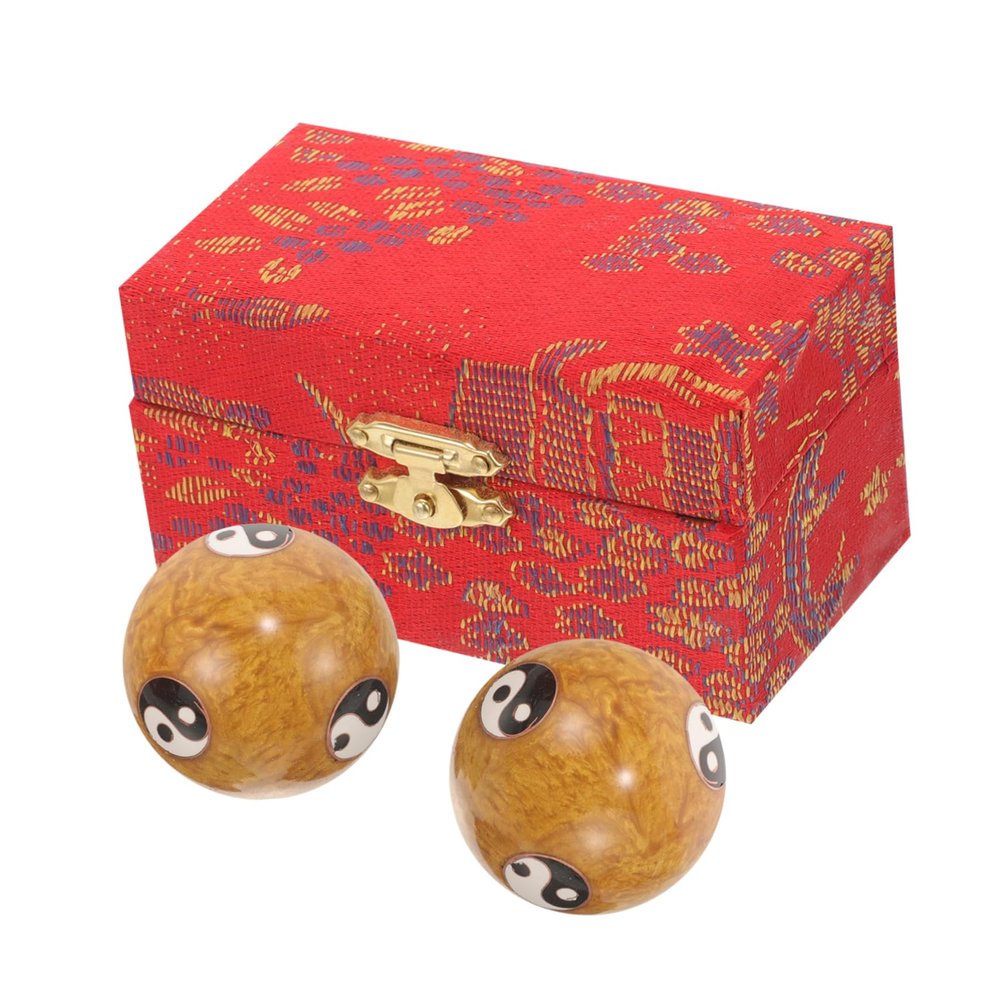 2pcs Fitness Handball Massage Baoding Balls with Chime Exercise Chinese Balls Yang Balls Hand Balls Stress Balls for Adults Handballs Enamel Elderly The Gold Hand Type