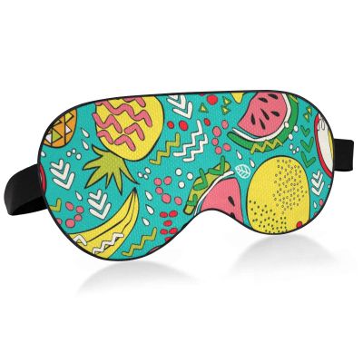 Fruit Sleep Mask Blindfold Blackout Cooling Funny Eye Mask for Sleeping with Elastic Strip for Women Man Pine Watermelon Pear Banana Color