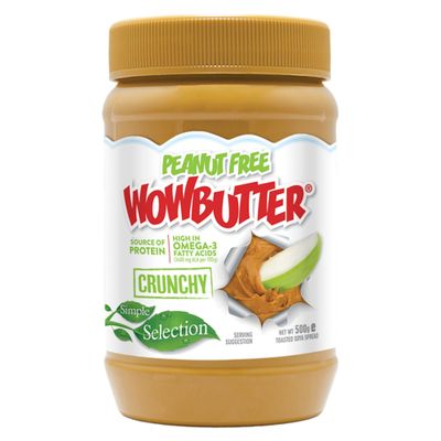WOWBUTTER Crunchy Toasted Soya Spread - Tastes Like Peanut Butter - Nut-Free, Vegan, Gluten Free, Halal & Kosher, Protein Spread - 7g Plant Protein, 1000mg Omega-3 per Serving, All-Natural (1)