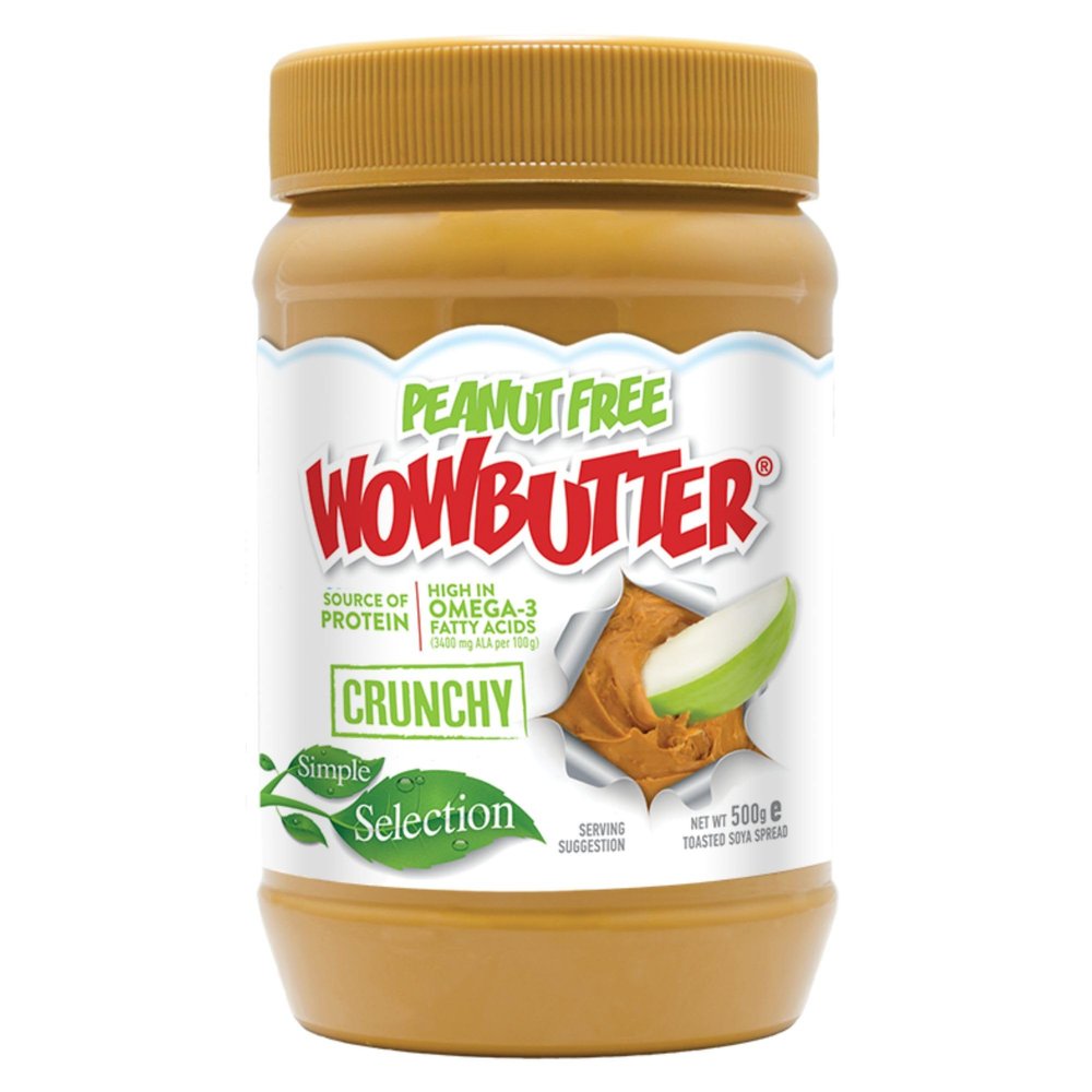 WOWBUTTER Crunchy Toasted Soya Spread - Tastes Like Peanut Butter - Nut-Free, Vegan, Gluten Free, Halal & Kosher, Protein Spread - 7g Plant Protein, 1000mg Omega-3 per Serving, All-Natural (1)