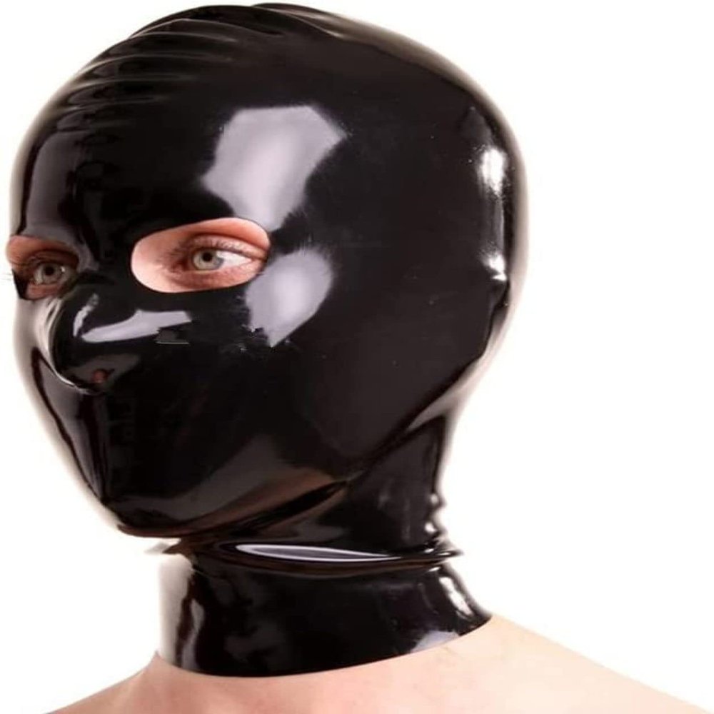 Latex Hood Mask Costumes Red Latex Mask Fetish with Eyes Open Nose Holes for Adults Rubber Hoods,Custom Color,Large