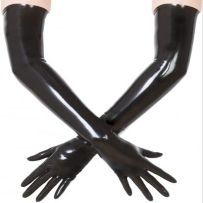 0.8Mm Black Moulded Shoulder Length Latex Gloves,Black,XX-Large