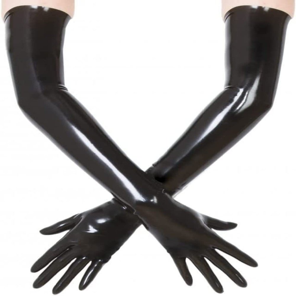 0.8Mm Black Moulded Shoulder Length Latex Gloves,Black,XX-Large