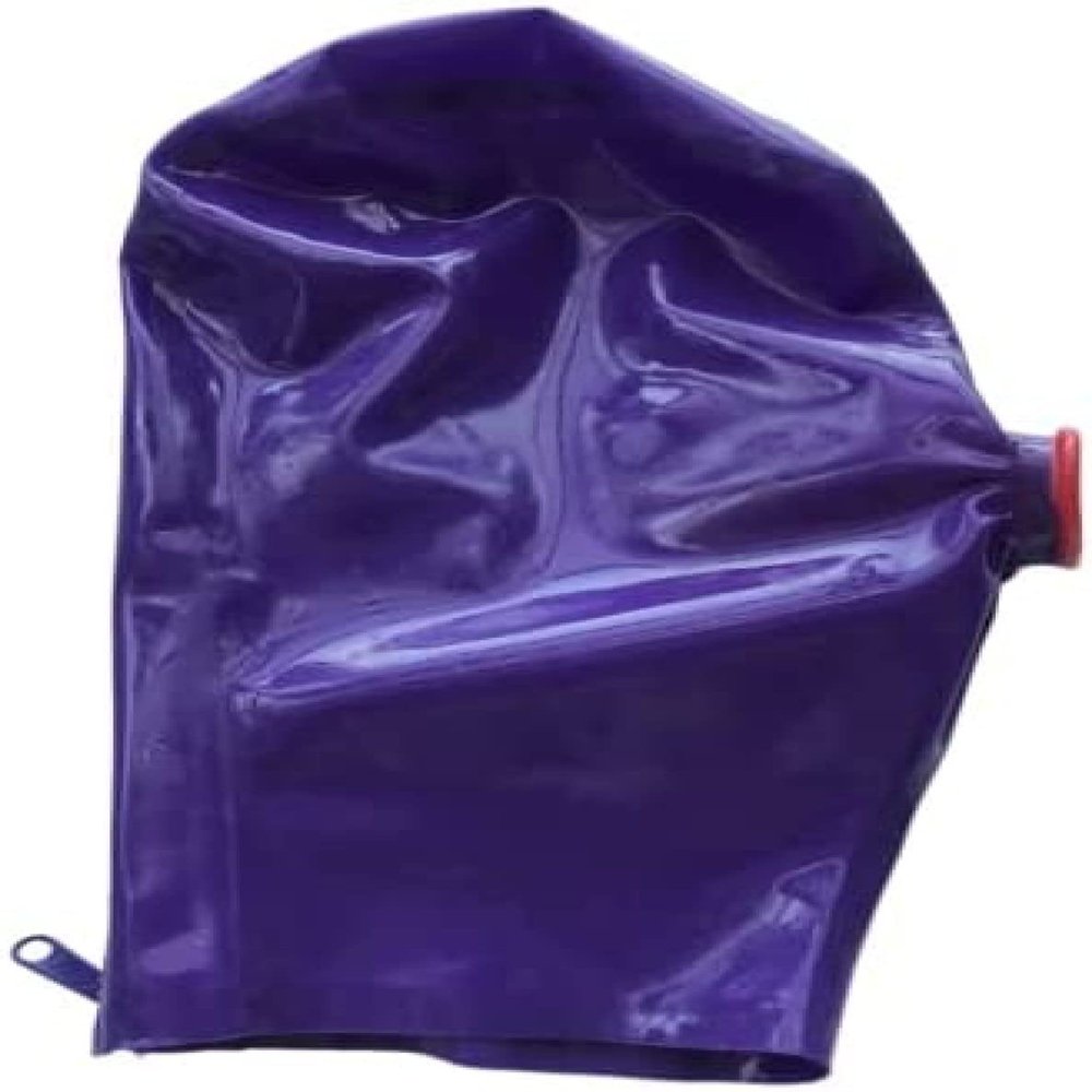 100% Natural Rubber Gummi Latex Mouth with Back Zipper,Purple,Small
