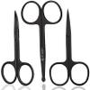 Wishbeauty Professional Small Ear Nose Hair Scissors, Curved and Safety Rounded Tip Grooming Trimming Beauty Shears for Nail, Toenail, Facial, Mustache, Eyebrows, and Eyelashes (Black 3pcs Set) view 1