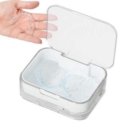 Stalf Denture Case | Double Layer Denture Cleaning Case | Compact Denture Case Container Cleaning Care for Dentures Aligner Mouth Guard