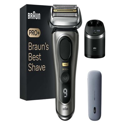 Braun Series 9 Pro+ Electric Shaver with 5 Pro Shaving Elements, Men's Electric Shaver, Long Hair Trimmer, Cleaning Station, Charging Case, PowerCase, Made in Germany, 9575cc, Grey