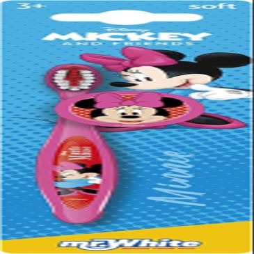 Disney Minne Mouse Little Teeth Toothbrush for Kids with Soft Rounded Bristles, Comfortable Handle Grip and Protection Cap for Children Ages 3+