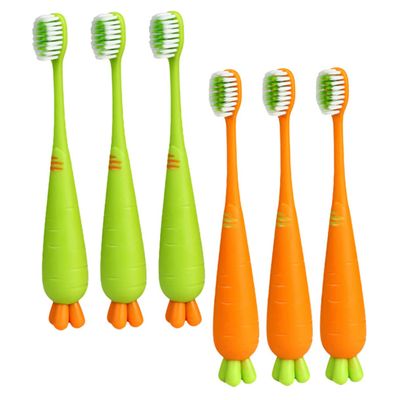 FRCOLOR 6pcs Boys and Girls Manual Carrot Toothbrush Soft Bristles Carrot Shaped Toothbrush for Toddlers