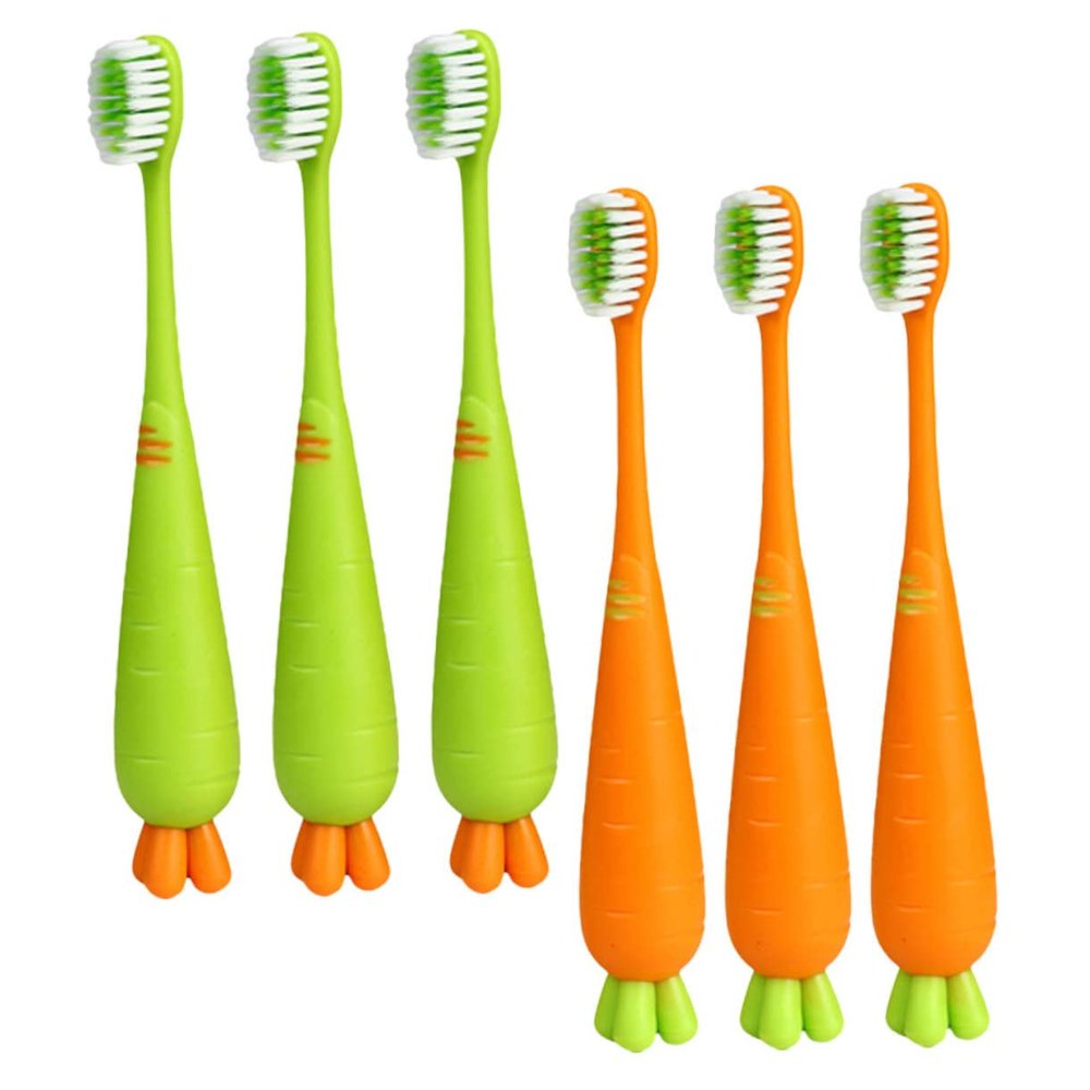FRCOLOR 6pcs Boys and Girls Manual Carrot Toothbrush Soft Bristles Carrot Shaped Toothbrush for Toddlers