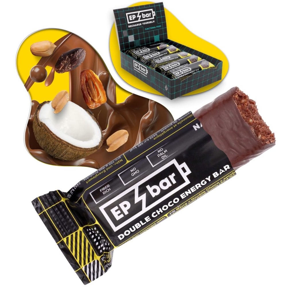 EP Bar Superfood Energy Protein Bar - Double Choco: Indulge in Intense Chocolate Bliss | Keto, Vegan | Premium Nuts | Boost Longevity & Energy | 0% Sugar | 10 Bars x 50g Each