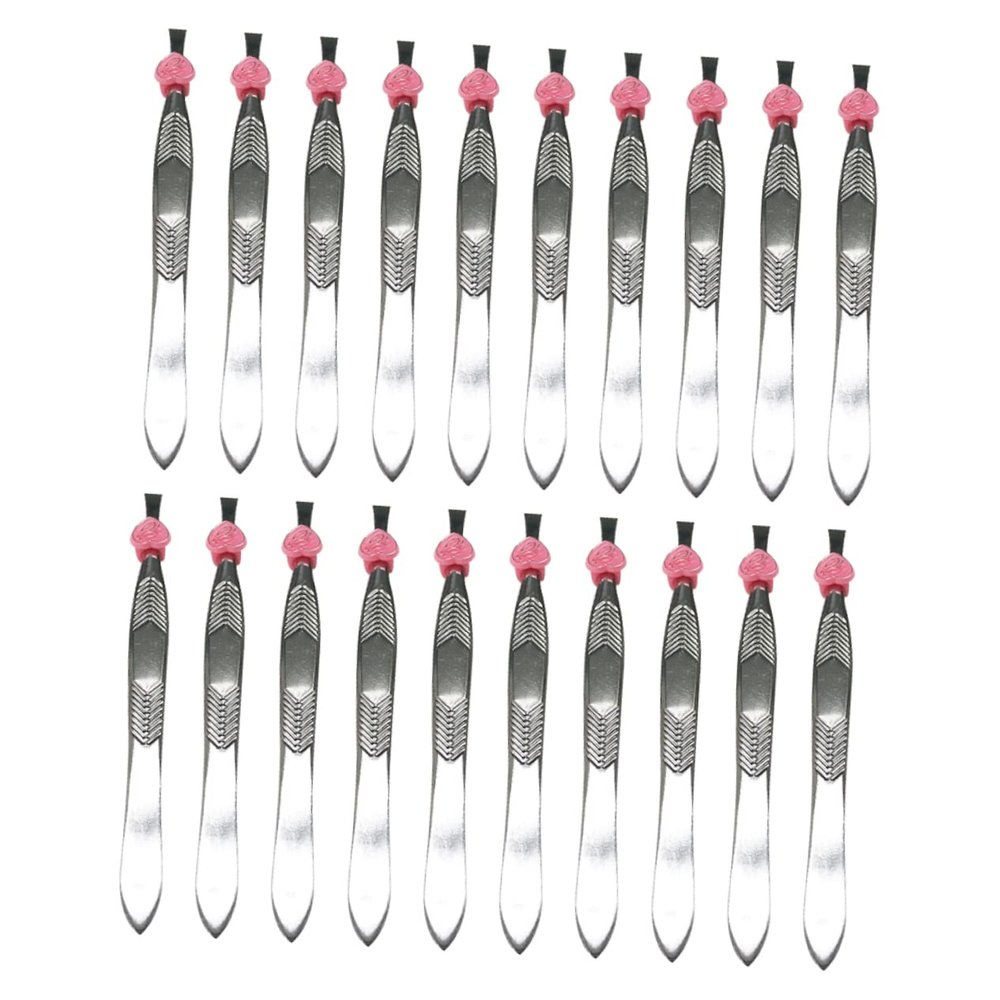 Beavorty Stainless Steel Eyebrow Tweezers 24pcs Multi-Functional Arrow Pattern Heart Buckle for Eyebrow Trimming and False Eyelash Application, Lightweight and Portable for Travel