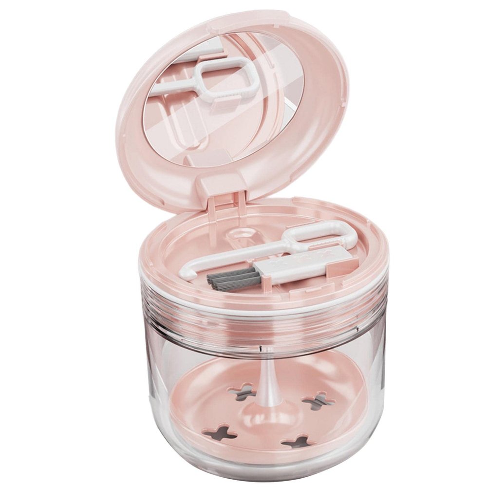 Denture Case, Portable Large Space Denture Cup with Small Mirror, Multifunctional Easy to Clean Denture Bath Case, Dry Wet Separation Denture Bath Box for Home Office Car Travel Camping Dormitory