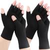 Happymart Arthritis Gloves for Women - Carpal Tunnel Relief Compression Gloves, Rheumatoid Osteoarthritis, Fingerless Gloves for Women Men, 2 Pairs (Pure Black, Medium) view 1