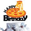 Pizza Happy Birthday Cake Topper - Italy Food Pizza Festival I Love Pizza Pizza Time Pizzaria Themed Party Supplies - Fast Food Barbeque Themed Party Cake Decorations view 1