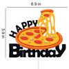 Pizza Happy Birthday Cake Topper - Italy Food Pizza Festival I Love Pizza Pizza Time Pizzaria Themed Party Supplies - Fast Food Barbeque Themed Party Cake Decorations view 2