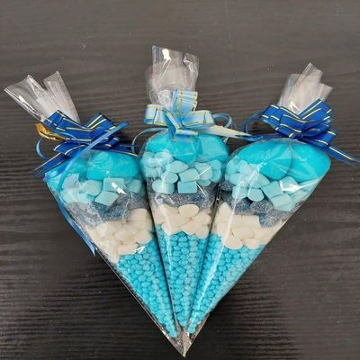 Pre-Filled Sweet Cones - Blue Millions Sweet Cones Kids Party Bags Children's Birthday party anniversary christening baby shower gender reveal wedding (1 Count (Pack of 30))