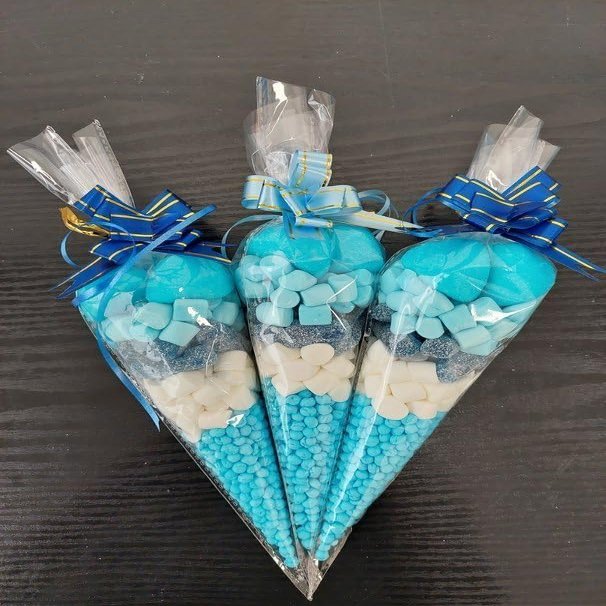 Pre-Filled Sweet Cones - Blue Millions Sweet Cones Kids Party Bags Children's Birthday party anniversary christening baby shower gender reveal wedding (1 Count (Pack of 30))