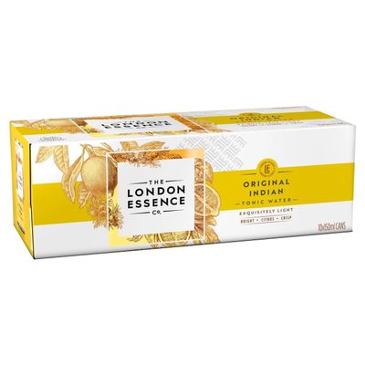 THE LONDON ESSENCE CO. Original Indian Tonic, Premium Cocktail Mixer, 150ml, Pack of 10 cans, No Artificial Colours Preservatives or flavours, Low Calorie