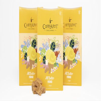 Copperpot  | All Butter Fudge | Cornish Fudge Sweets Gift Box | Produced in UK, Gluten Free & Vegetarian | Made in Cornwall | Pack 3 Units x 150g