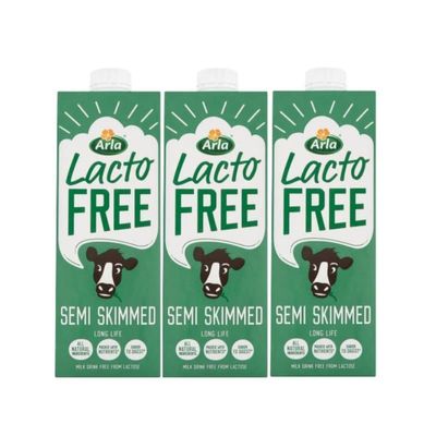 3 x 1 Litre Lactofree Semi Skimmed Long Life Milk